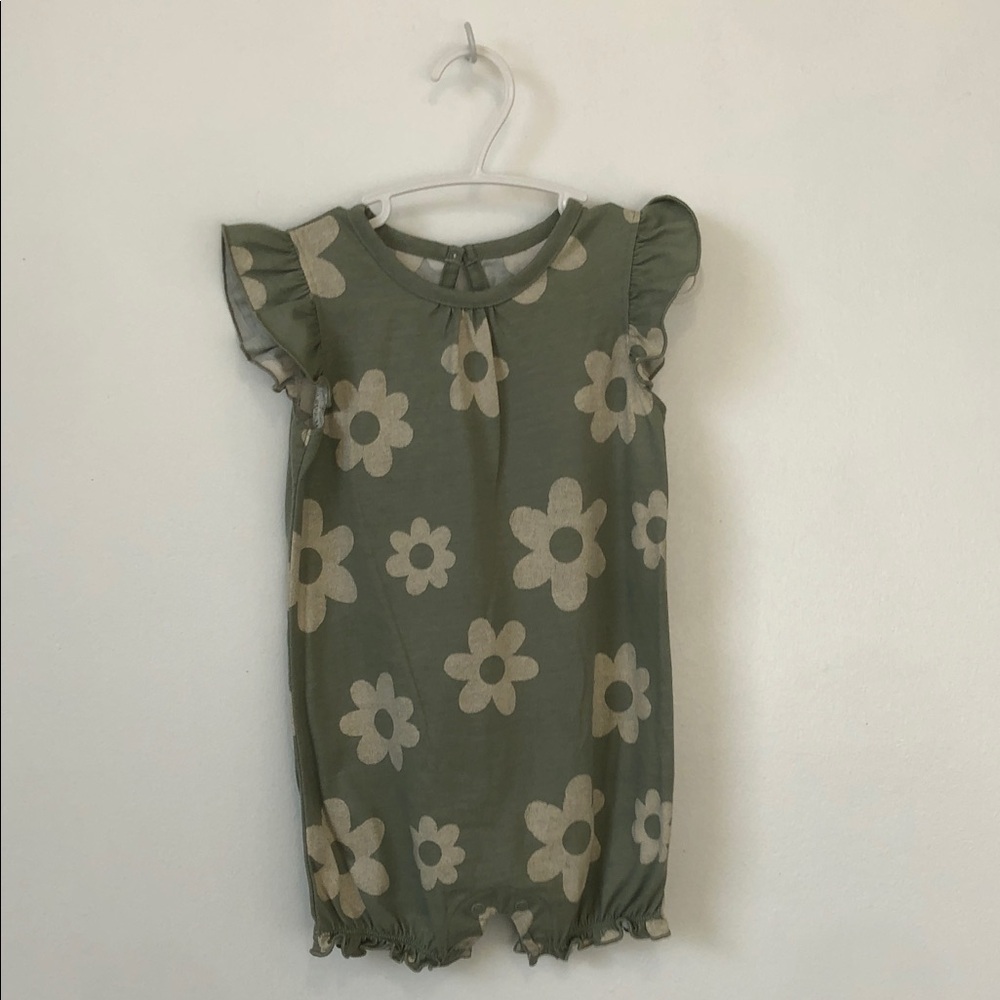 George Olive Green and Cream Floral Infant Romper